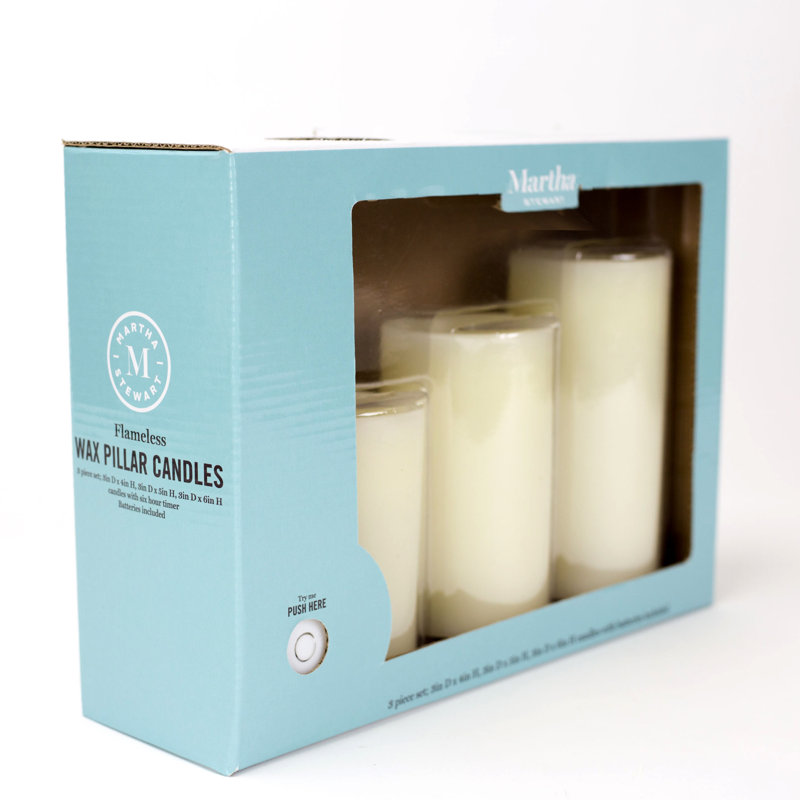 Martha Stewart 3 Piece Unscented Pillar Candle Set & Reviews Wayfair